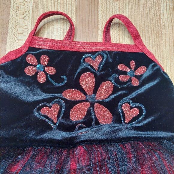 Kids Girls Cute Little Red & Black Ballerina Costume - Picture 3 of 9